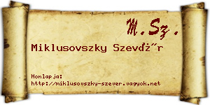 Miklusovszky Szevér névjegykártya
